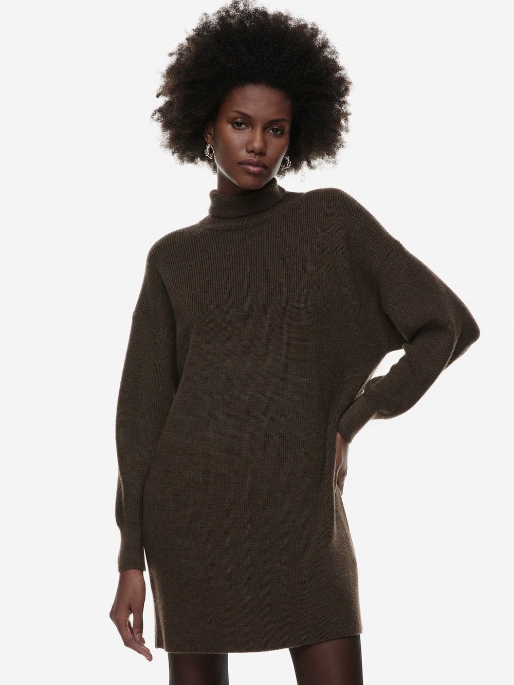 Aritzia Babaton Maclean Merino Wool Sweater Dress XS Rich Mocha Brown NWT